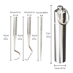 MILISTEN 3Pcs Cure-Dents en Acier Inoxydable de Nettoyage de Crochet de Dent Grattoir Cure-Dent Portable avec Boîte de Porte-