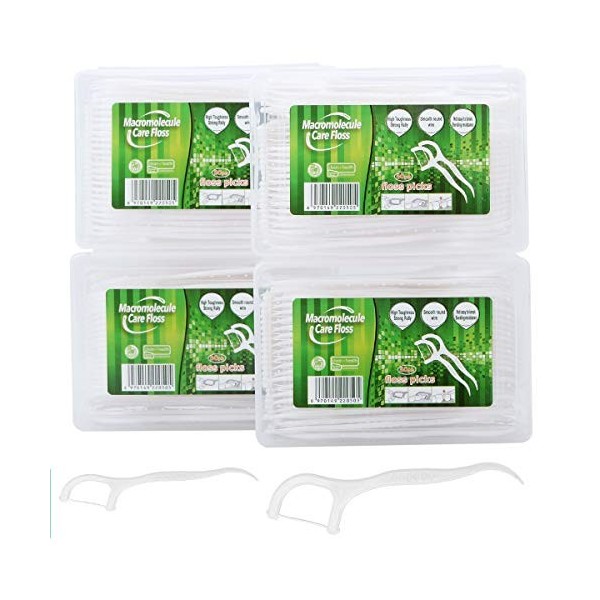 ZITFRI 200 Pcs Fils Dentaires Porte Fil Dentaire - Lot de 4 Dental Floss Cure Dent Fils Dentaires pour Nettoyage Dentaire