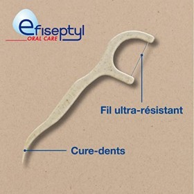 Efiseptyl - Porte-Fil Dentaire - À Partir de Paille de Blé - Goût Menthe - Facile à Insérer - Sachet Refermable - x48