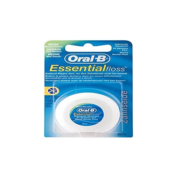 Oral B Fils dentaires Essential Floss Menthe ciré 50 mtr