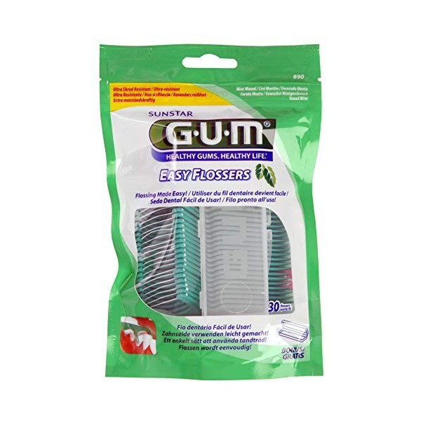 Gum Easy Flossers Forcel Lot de 30 fils dentaires avec porte-fil