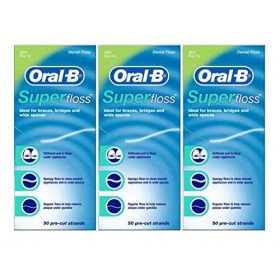Oral-B Super Floss, 50 brins prédécoupés Menthe - Lot de 3