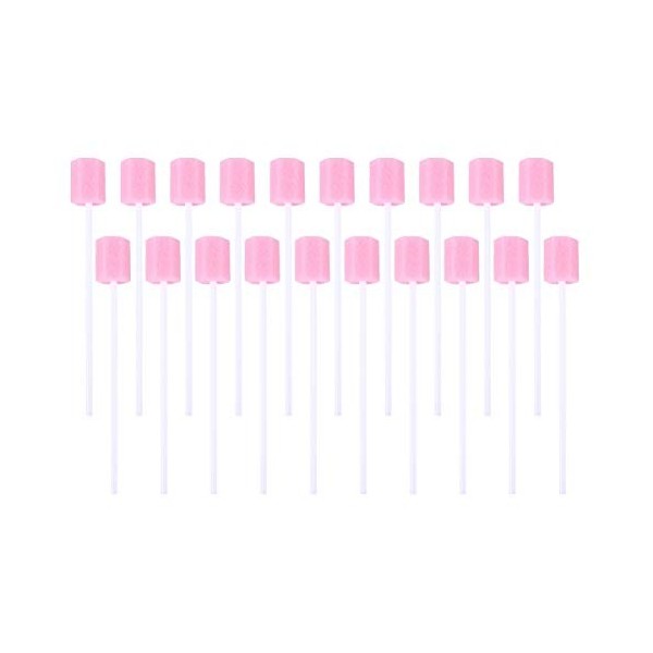 Healifty Lot de 200 tampons jetables en mousse pour soins buccaux et soins buccaux Rose