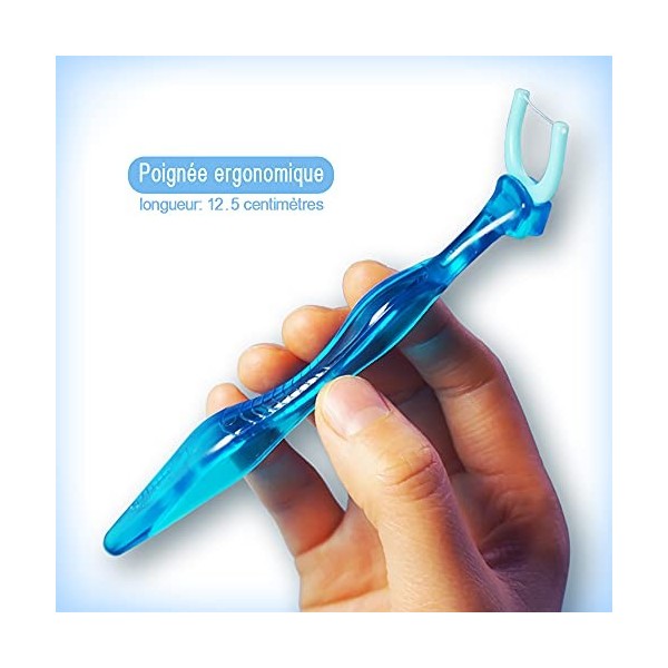 Porte-fil dentaire propre évolutif TEEsmile , 200 palmes de rechange de soie extrafortes + 2 supports mi-longs