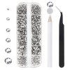 Lot de 3792 strass ronds à dos plat pour ongles, art, artisanat, maquillage, gobelets, avec pince à épiler et stylo de croche