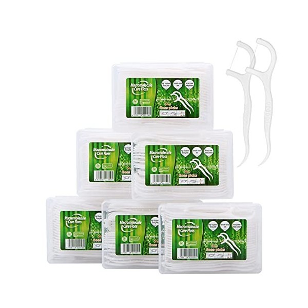 LAOYE Fils Dentaire 300 PCS Porte Fil Dentaire, Lot de 6 Dental Floss Cure Dent Fils Dentaires pour Nettoyage Dentaire Enfant