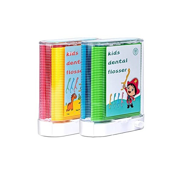 Akpgf Distributeur de fil dentaire 88 fils dentaires avec 58 recharges rose + jaune Fils dentaires