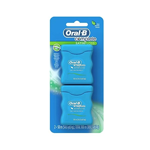 Oral-B SatinFloss Lot de 2 bobines de fil dentaire Menthe 50 m