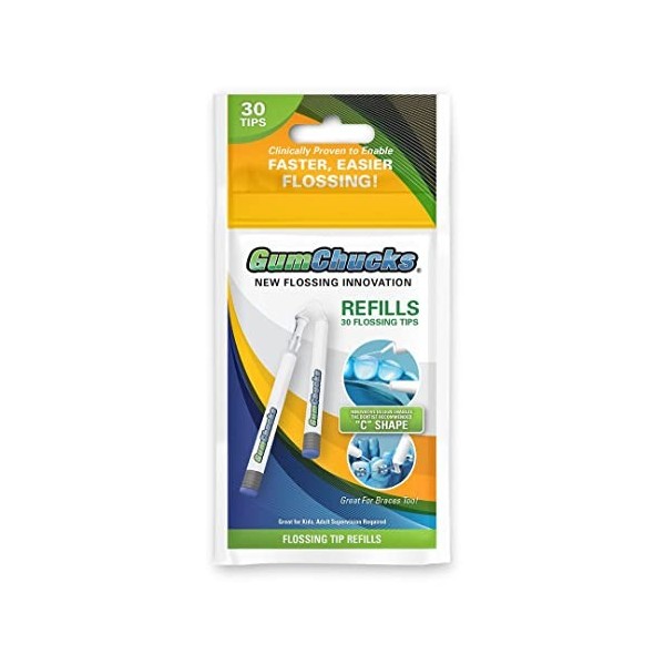 GumChucks | Faster, Easier Flossing! | Universal Adults/Kids Flossing Tip Refills 36 Count 