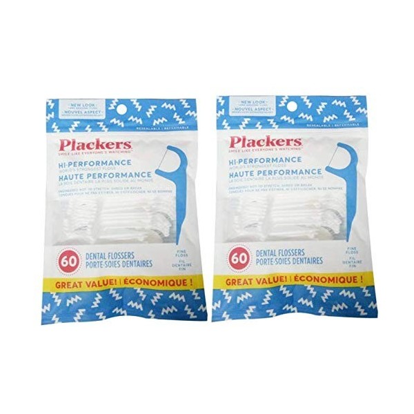 Plackers Lot de 2 sachets de fleurs fines haute performance 60 x 2