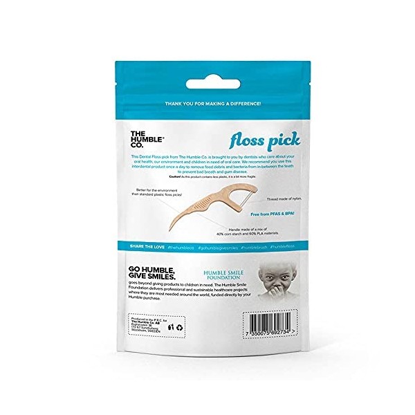 Humble Natural Dental Floss Picks - Flossers - Bâtonnets de soie dentaire - 4 x 50 paquets