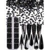 Warmfits 3600pcs Ensemble de strass à ongles Noir Strass Perles Gems pour ongles Forme Ronde Dos plat Gems Pierres Goujons 6 