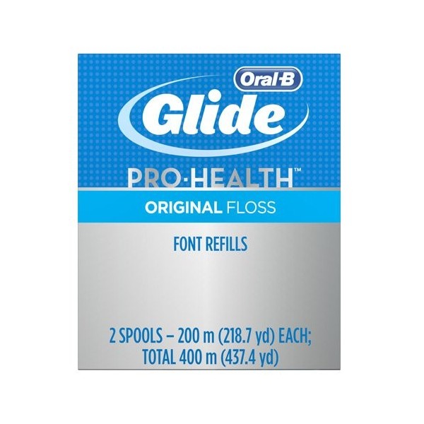 Oral-B Glide Floss, Rouleau de Fil Dentaire, Recharges pour Distributeur, Blanc, 400 m Lot of 2 