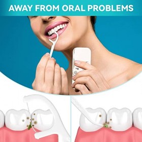 Distributeur de fil dentaire portable avec 12 pièces de fil dentaire pour homme et femme noir + blanc 