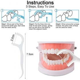 TingDongWei 200 Pièces Fils Dentaire, Fil Dentaire Sticks, Cure Dent Fil Dentaire avec Manche, Nettoyage efficace des dents, 