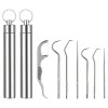 simarro Cure-Dents en métal, 7 pièces Set de Cure-Dents avec Support Réutilisable Soins dentaires avec Porte-clés Portable To