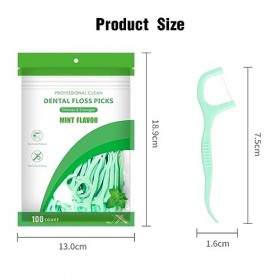USTNIR Fils Dentaire, 100 pièces Fil Dentaire Sticks,Soie Dentaire Menthe,Fil Dentaire Sticks Jetable Oral Nettoyage Floss Fi
