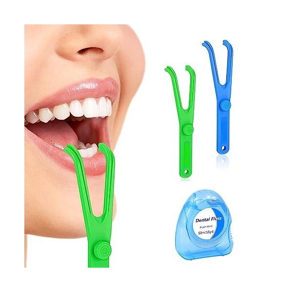 Porte Flosser Dentaire, Support Flosser Dentaire, Floss Pick, 2PCS Porte Fil Dentaire Fil Dentaire Produits Dentaires Nettoya