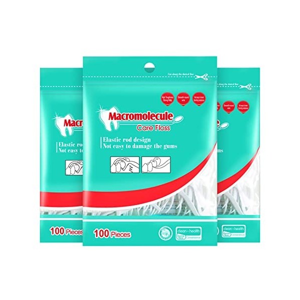 Fil Dentaire 300PCS, Fil Dentaire Jetable, Floss Fil Dentaire Flossers 3 paquets, Pour Les Soins Bucco-Dentaires, Dental Flos