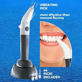Fil dentaire électrique pour dents - Grattoir interdentaire et retrait électronique de la plaque dentaire - Fonctionne avec p