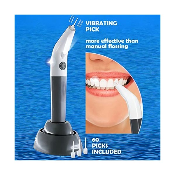 Fil dentaire électrique pour dents - Grattoir interdentaire et retrait électronique de la plaque dentaire - Fonctionne avec p