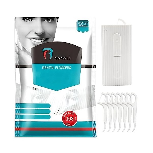 RICHDMI 108 Pièces Fil Dentaire, Fil Dentaire Sticks Jetable Oral Nettoyage Floss Fil Dentaire Flossers - Pour Les Soins Bucc