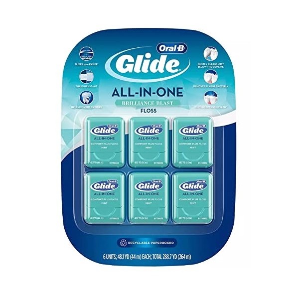 Glide Comfort Plus Lot de 6 bobines de fil dentaire tout-en-un Menthe 44 m chacun