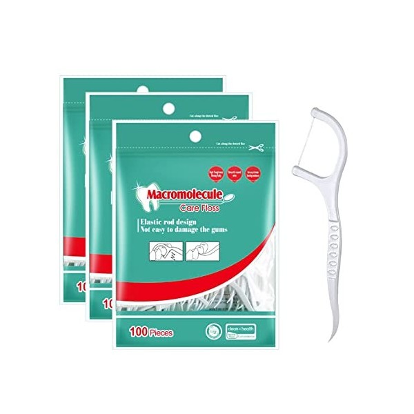 KHDULQ 300 Pièces Fil Dentaire, Fil Dentaire Avec Manche, Cure Dent Plastique, Flosser Dentaire, Fil Dentaire Gum, Fil de Soi