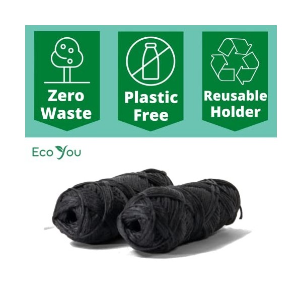 EcoYou Fil dentaire au charbon de bambou | Lot de 2 recharges | Cire menthe et Candelilla | Végétalien et biodégradable