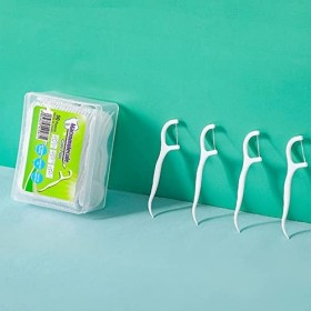 Lot de 100 bâtonnets de soie dentaire avec étui de voyage portable et fil dentaire pour le nettoyage interdentaire, soins den