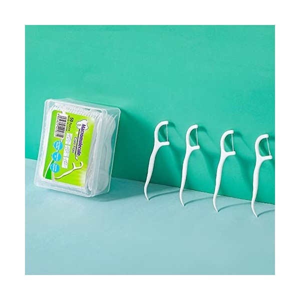 Lot de 100 bâtonnets de soie dentaire avec étui de voyage portable et fil dentaire pour le nettoyage interdentaire, soins den
