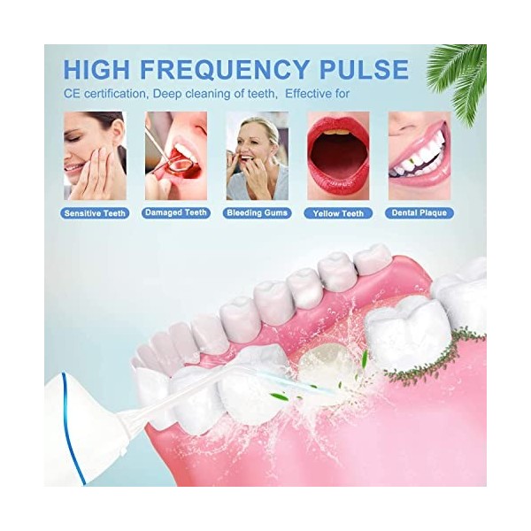 Hydropulseur jet Dentaire Portable - Irrigateur Oral Professionnel, IPX7 Etanche, 5 Buses à Jet, 4 intensités différentes Mod