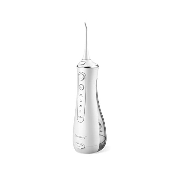 Hydropulseur jet Dentaire Portable - Sawgmore Irrigateur Oral, IPX7 Étanche Hydropulseurs et Irrigateurs, USB Chargé, 4 Buses