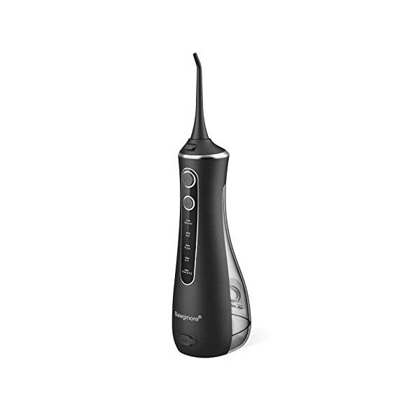 Hydropulseur jet Dentaire Portable - Sawgmore Irrigateur Oral, IPX7 Étanche Hydropulseurs et Irrigateurs, USB Chargé, 4 Buses