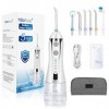 H2ofloss Hydropulseur Jet Dentaire Portable,Irrigateur Oral Professionnel, avec 5 Modes et 6 Buses à Jet Dentaire Hydropulseu