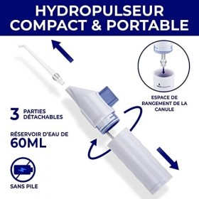 Jet dentaire portable | hydropulseur de voyage mécanique | élimine le caséum | pas besoin d’électricité pour cet irrigateur d
