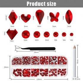 Bajuqiju Lot de strass pour nail art, décorations en verre, strass ab, dos plat, visage, vêtements, chaussures, décoration po