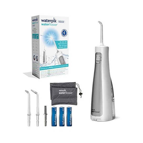 Waterpik - Hydropulseur Sans Fil Freedom, Jet Dentaire Portable de Voyage, Alimenté par Piles, Utilisable Sous la Douche, Bla