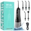 MiTdir Jet Dentaire Hydropulseur Oral Irrigator 5 Embouts Jet 4 Modes IPX7 Étanche 300ML Amovible Grand Réservoir Deau Porta