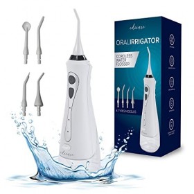 Edicare, Jet Dentaire, Hydropulseur Dentaire, Dental Clean, Portable, Rechargeable, 4 Buses, 3 Modes, IPX7, 230ml, 1200 Impul