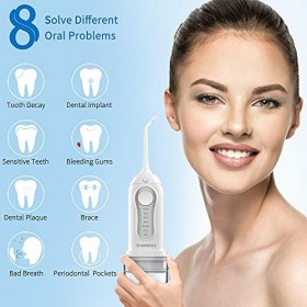 TUREWELL Hydropulseur Dentaire, Jet Dentaire Hydropulseur avec 6 Modes et 3 Buses, IPX7 Imperméable Irrigateur Dentaire Profe