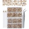 LPBeads Lot de 6000 strass transparents AB non thermocollants - 6 tailles - En verre cristal - Dos plat - Avec pince à épiler