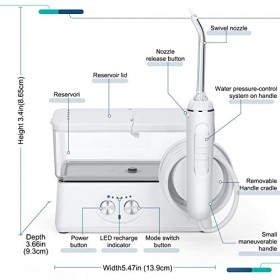 H2ofloss Hydropulseur dentaire pour dents, irrigateur buccal avec 5 jets, 6 modes IPX7, hydropulseur dentaire étanche, cure-e