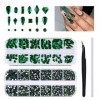 3120 Pcs Vert Nail Strass Gemmes Kit EBANKU Nail Art Cristal Flatback Nail Bijou Gemmes Diamants