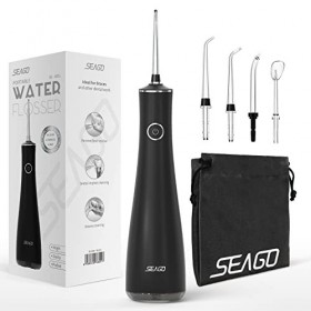Seago jet dentaire hydropulseur, 5 Buses 3 Modes, Irrigateur Oral Rechargeable par USB, Sans fil Jet Dentaire Étanche IPX7, P