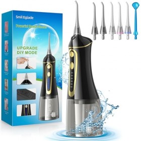 Smil Eglade Hydropulseur dentaire rechargeable pour nettoyage des dents IPX7 étanche pour la maison et les voyages 7 niveaux 