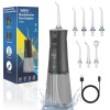 SURFOU Jet Dentaire Hydropulseur et Irrigateurs 3 Modes 5 Pression Deau 7 Embouts, IPX7 Etanche, USB rechargeable et Réservo