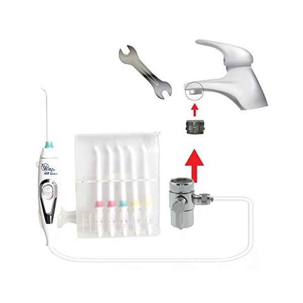 Irrigateur dentaire - Irrigateur oral - Sans piles et sans électricité - Utilise la pression du robinet pour un jet linéaire 