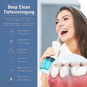 Getogluke Hydropulseur portable sans fil pour le nettoyage des dents, batterie rechargeable longue durée IPX7 étanche blanc/