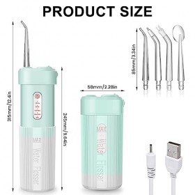 Acboor Jet Dentaire, 200ML Hydropulseur Dentaire avec 4 Modes et 4 Buses Irrigateur à Dents Hydropulseur Nettoyant Interdenta